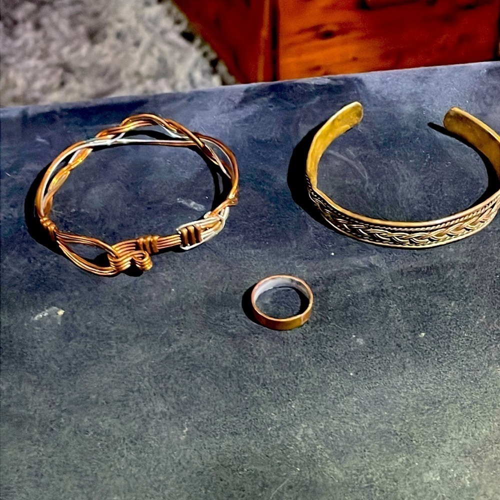 Vintage copper bracelets and ring bundle